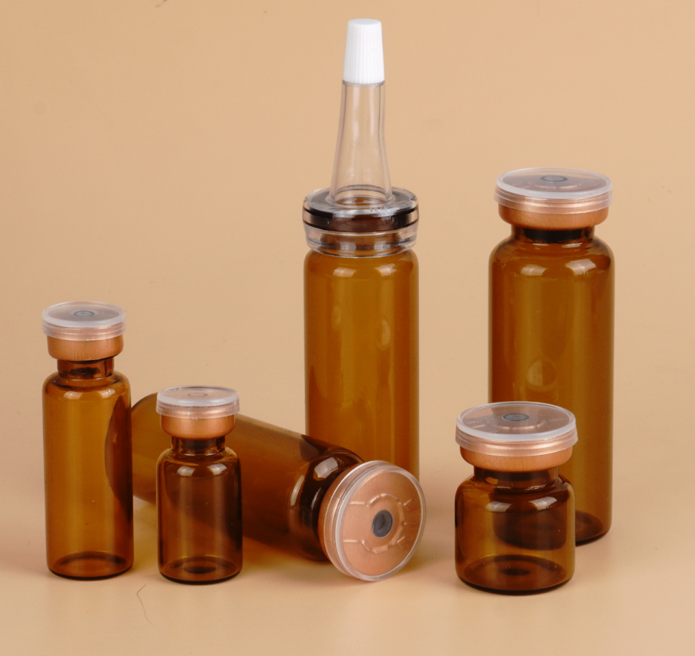 Amber Semi-plustic travel bottle accessories and caps